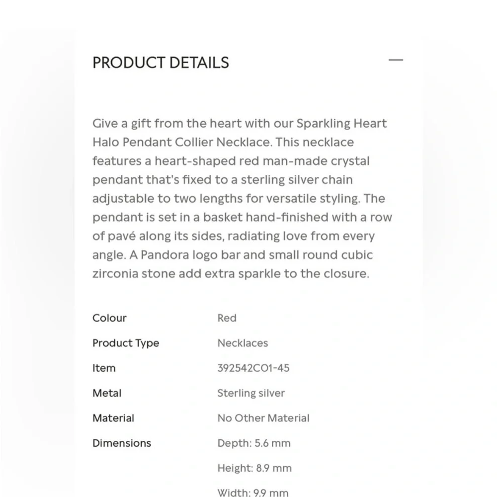 Pandora Silver Necklace & Earring ~ Red Heart Set - Picture 4 of 4